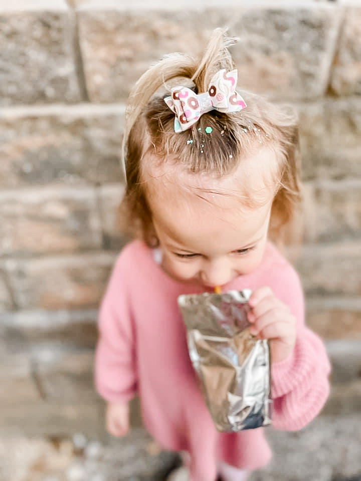 Newborn Mini Stacked Blue Faux Leather Bow Headband Hair Clip