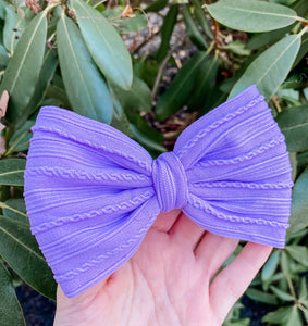 Purple Braided Nylon Fabric Bow Headband | Hair Clip