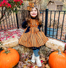 Halloween Cat Hand Tied Fabric Bow Headband | Hair Clip