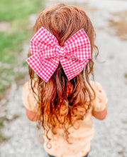 Gingham Hand Tied Fabric Bow Headband | Hair Clip