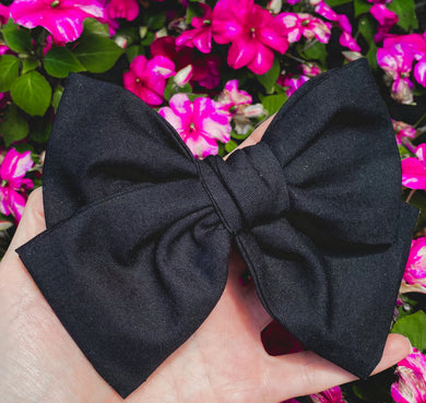 Black Fabric Hand Tied Bow Headband | Hair Clip