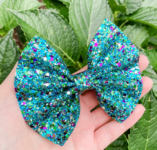 Magic Dragon Chunky Glitter Bow Headband | Hair Clip