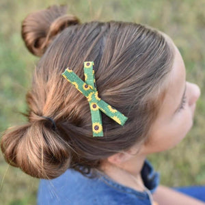 Green Fabric School Girl Bow Headband | Hair Clip