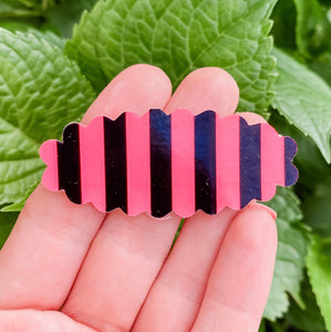 Pink Striped Single Snap Clip