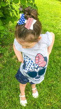 American Flag Patriotic Faux Leather Glitter Bow Headband | Hair Clip