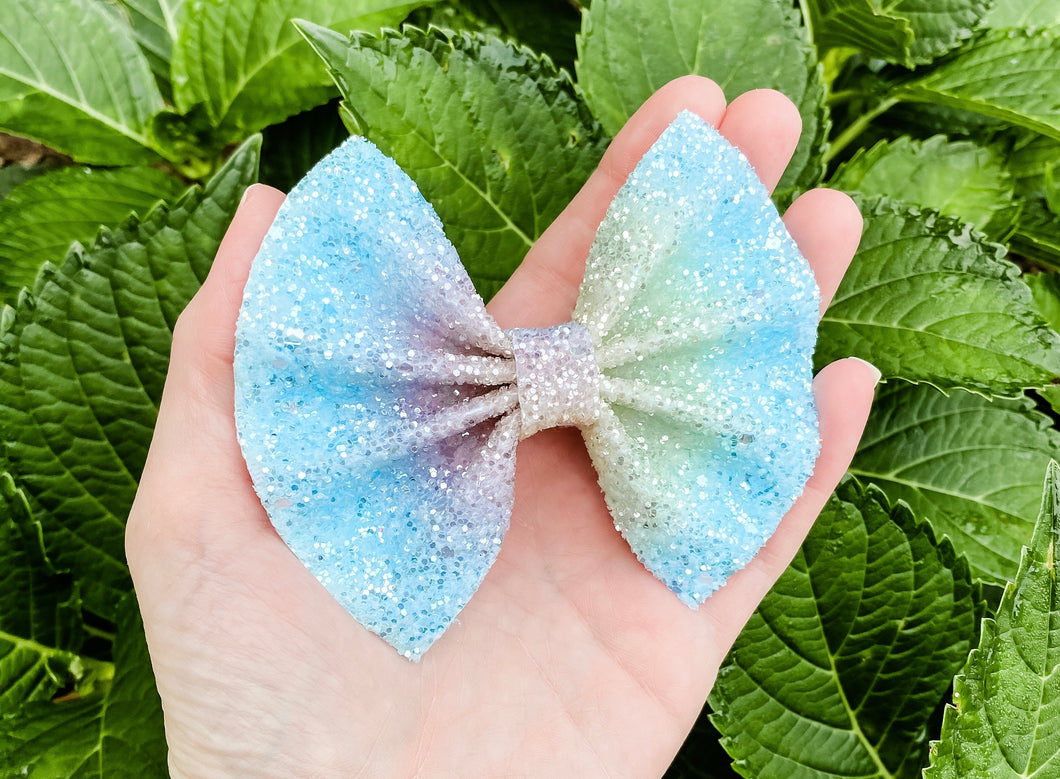 Magical Unicorns Frosted Striped Bow Headband | Hair Clip