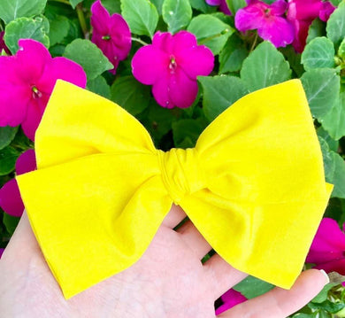 Bright Neon Yellow PETITE Hand Tied Bow