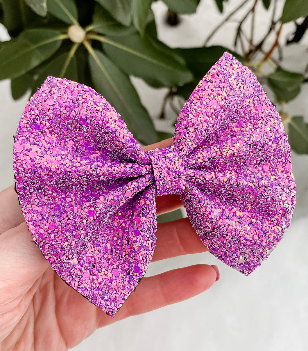 Purple Glitter Bow Headband | Hair Clip