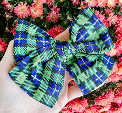 Christmas Plaid Fabric Hand Tied Bow Headband | Hair Clip