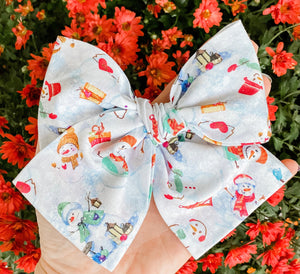 Baby it’s Cold Outside Snowman Hand Tied Fabric Bow Headband | Hair Clip