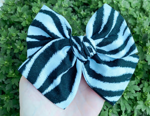 Zebra Animal Print Fabric Hand Tied Bow Headband | Hair Clip