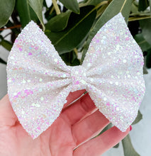 White Princess Glitter Mix Bow Headband | Hair Clip