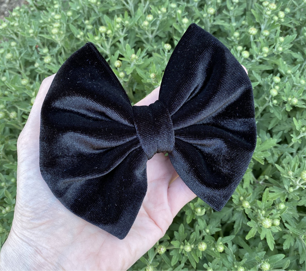 Black Velvet Fabric Bow Headband | Hair Clip