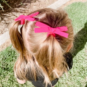 Navy Gingham Fabric School Girl Bow Headband | Hair Clip