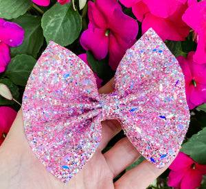 Pink Sparkle Glitter Bow Headband | Hair Clip