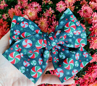 Peppermint Galore Hand Tied Fabric Bow Headband | Hair Clip