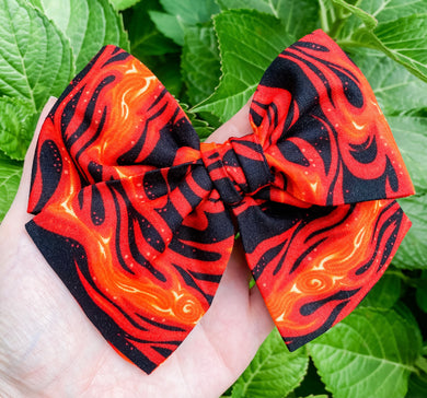 Halloween Fire Hand Tied Bow Headband | Hair Clip