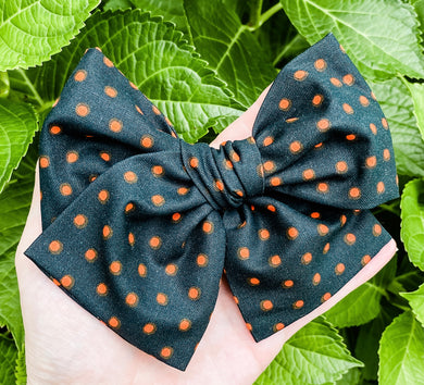 Halloween Polka Dot Bow Headband | Hair Clip