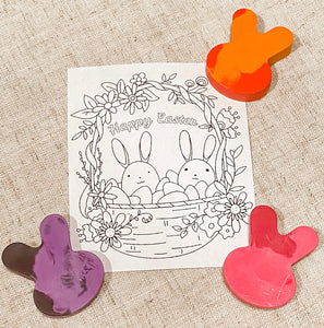 Peep Bunnies Crayons W/ Coloring Card Set of 3 or Set of 6 (Assorted Colors)