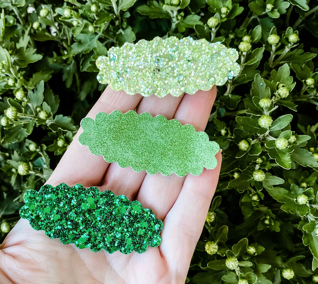 Scalloped Greens SET OF 3 Snap Clips