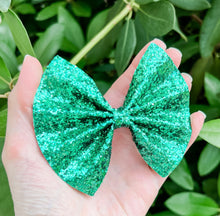 Green Chunky Glitter Bow Headband | Hair Clip