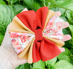 Messy Watercolor Floral Bow Fabric Bow Headband | Hair Clip
