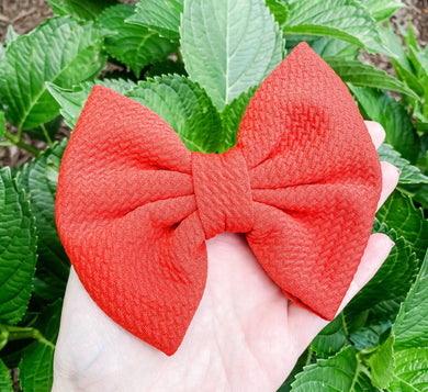 Pumpkin Burnt Orange Liverpool Fabric Bow Headband | Hair Clip