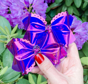 Scalloped Purple Transparent Pool Bow Headband | Hair Clip