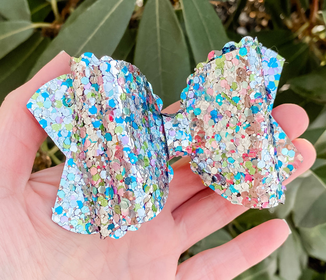 Scalloped Glitter Mix Bow Headband | Hair Clip