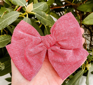 Sweet Red Hand Tied Fabric Bow Headband | Hair Clip