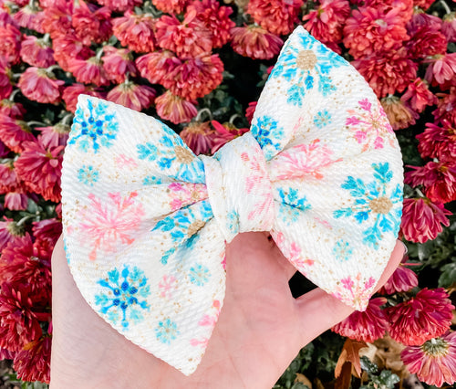 Snowflake Fabric Liverpool Bow Headband | Hair Clip