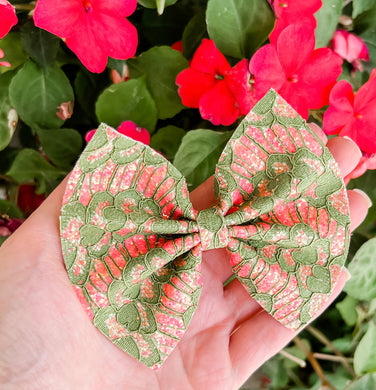 Green Lace Glitter Mix Bow Headband | Hair Clip