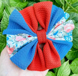Messy Farmhouse Floral Bow Fabric Bow Headband | Hair Clip