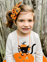 Halloween Cat Hand Tied Fabric Bow Headband | Hair Clip
