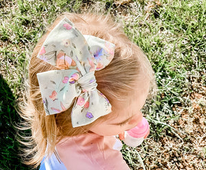 Vintage Easter Bunnies Hand Tied Fabric Bow Headband | Hair Clip