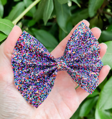 Purple Chunky Glitter Mix Bow Headband | Hair Clip