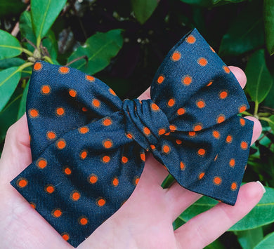 Orange Dot PETITE Hand Tied Bow