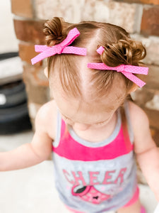 Rose Mist Fabric School Girl Bow Headband | Hair Clip