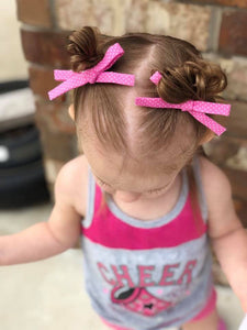 Pink Gingham Fabric School Girl Bow Headband | Hair Clip
