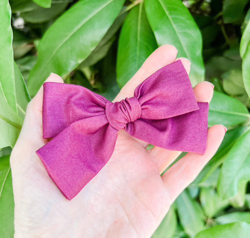 Purple Eggplant TINY Hand Tied Bow