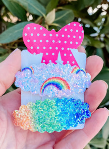 Scalloped Rainbow Cloud SET OF 2 Snap Clips