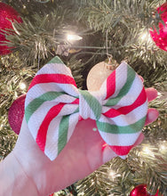 Christmas Stripe Liverpool Fabric Bow Headband | Hair Clip