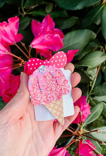 Ice Cream Cone Sprinkles Alligator Clip