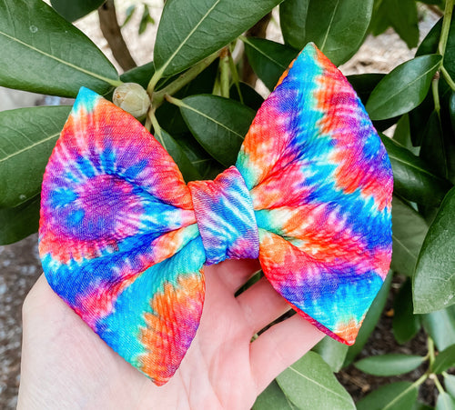 Traditional Tie Dye Liverpool Fabric Bow Headband | Hair Clip