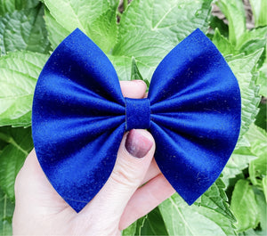 Blue Velvet Bow Headband | Hair Clip