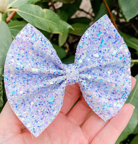 Lavender Purple Dreams Chunky Glitter Bow Headband | Hair Clip