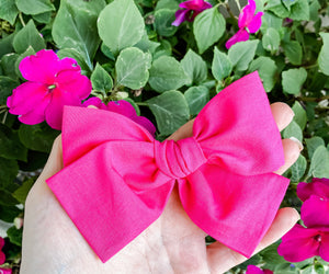 Bright Pink PETITE Hand Tied Bow
