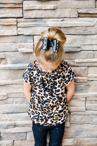 Scalloped Leopard Faux Leather Bow Headband | Hair Clip