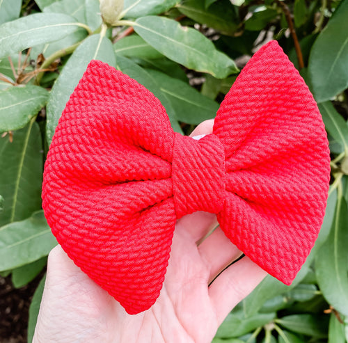 Red Liverpool Fabric Bow Headband | Hair Clip