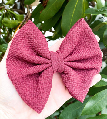 Dark Marsala Fabric Bow Headband | Hair Clip